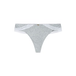Tanga tira algodón canalé encaje gris