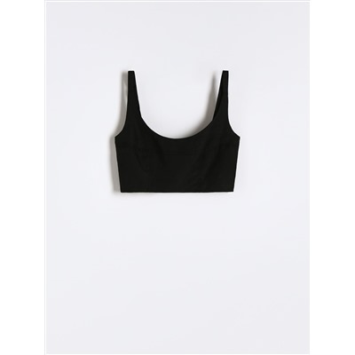 Crop Top aus Leinenmischung