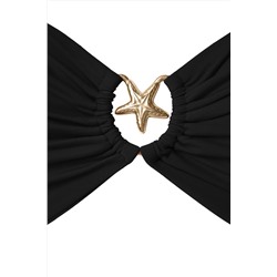 Siyah Yıldız Aksesuar Detaylı Askılı Büyük Beden Bikini Üstü TBBSS25CT00003