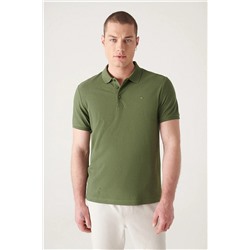 Avva Erkek Haki %100 Pamuk Nefes Alan Standart Fit Normal Kesim Polo Yaka T-shirt E001004