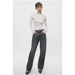 ZW COLLECTION STRAIGHT-LEG MID-RISE RHINESTONE JEANS