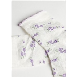 Kurze Mädchensocken mit Blumenmuster Eco