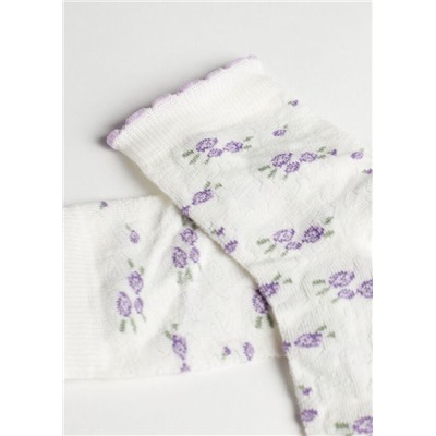 Kurze Mädchensocken mit Blumenmuster Eco