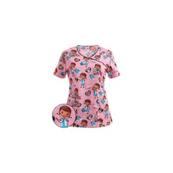 Cherokee Tooniforms Scrubs I Care For Pets Print Top