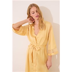 Bata larga tejido chifón amarillo
