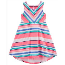 Striped Hi-Lo Jersey Dress