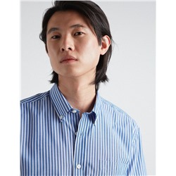 Short Sleeve Striped Shirt, Men, Blue