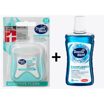 Zahnseide sensitive Floss, 1 St  +Mundspülung Zahnfleisch Intensiv-Pflege, 500 ml