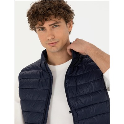 Lacivert Slim Fit Kapitone Şişme Yelek