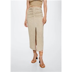 Falda lino fruncido -  Mujer | MANGO OUTLET Melilla