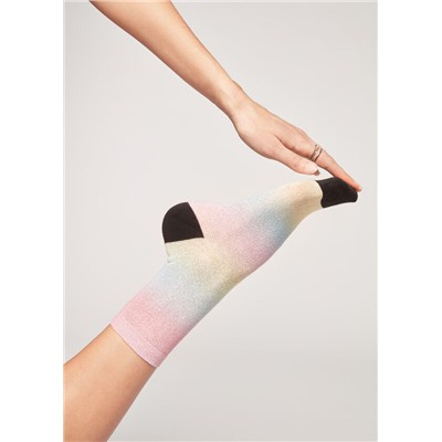 Kurze Glitzersocken mit Farbverlaufs-Print