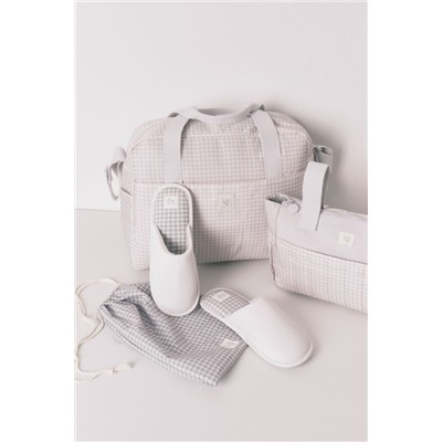 Bolso grande "maternity" cuadros vichy gris oscuro