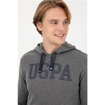 Erkek Antrasit Melanj Kapüşonlu Basic Sweatshirt