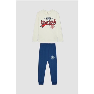Defacto Erkek Çocuk Baskılı Uzun Kollu Pijama Takımı B2646A823WN