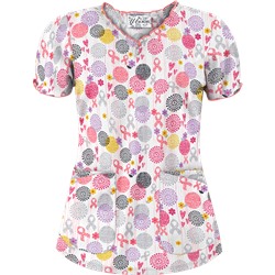 UA Support Blooms White Print Scrub Top