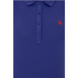Kadın Mavi Basic Polo Yaka Tişört