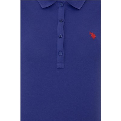 Kadın Mavi Basic Polo Yaka Tişört