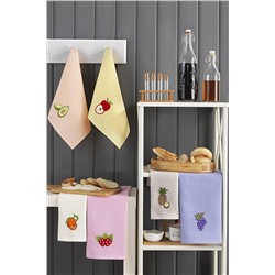 LENA 40x60 %100 Pamuk 6'lı Nakışlı Mutfak Havlusu Kurulama Bezi MH-MUTFAK