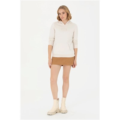 Kadın Taş Kapüşonlu Basic Sweatshirt