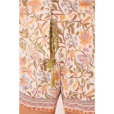 Pijama corto camisero algodón flores