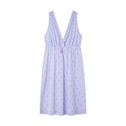 Camisón corto 100% algodón azul flores