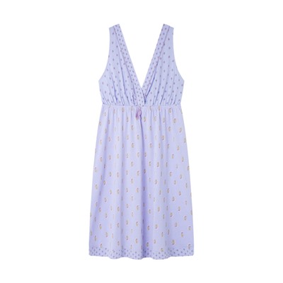 Camisón corto 100% algodón azul flores