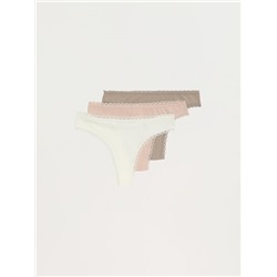 PACK OF 3 BRAZILIAN BRIEFS WITH LACE TRIM