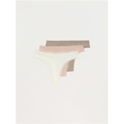 PACK OF 3 BRAZILIAN BRIEFS WITH LACE TRIM