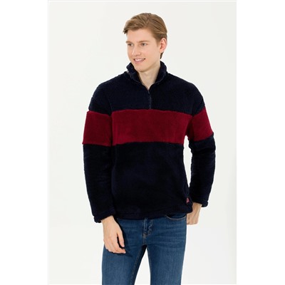 Erkek Lacivert Dik Yaka Sweatshirt