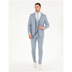 Açık Mavi Ex. Slim Fit Yelekli Takım Elbise