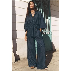 LINEN SHIRT WITH DRAWSTRING WAIST