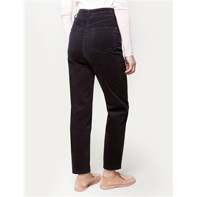 Укороченные эластичные брюки слим из микро вельвета