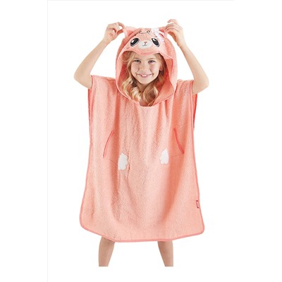 Denokids Kedi Kız Çocuk Pembe Havlu Panço CFF-22K1-063
