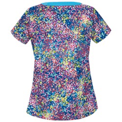 UA Spring Ditzy Turquoise Print Scrub Top
