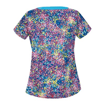 UA Spring Ditzy Turquoise Print Scrub Top