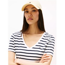 Striped Ribbed V-Neck T-Shirt Dress