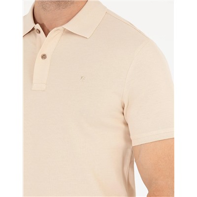 Bej Slim Fit Polo Yaka Basic Tişört