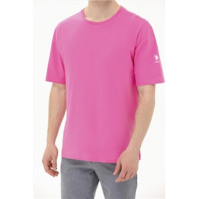 Erkek Pembe Oversize Bisiklet Yaka Tişört