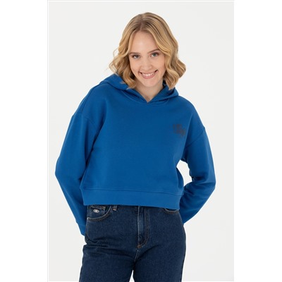 Kadın Saks Kapüşonlu Sweatshirt