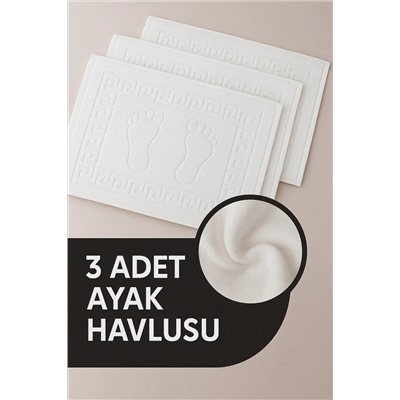 Isessia, 3 Adet %100 Pamuk En Iyi Emici Ayak Havlusu : Konforlu Banyo Paspası 50x70cm Terra Beyaz