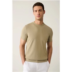 Avva, Erkek Vizon Bisiklet Yaka Ajurlu Triko T-shirt A41y5058