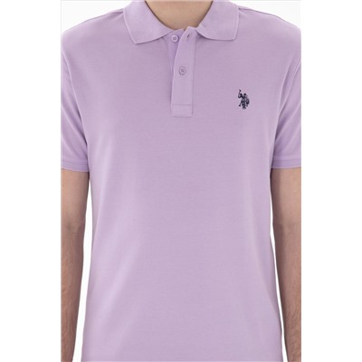 Erkek Slim Fit Polo Yaka Lila Basic Tişört