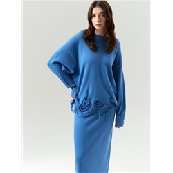 Джемпер oversize с разрезами, B3119/masmavi