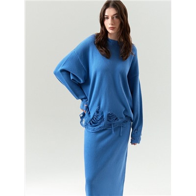 Джемпер oversize с разрезами, B3119/masmavi