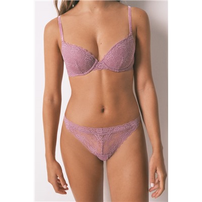 Tanga tira encaje rosa