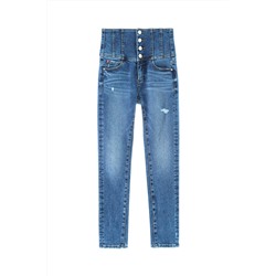 Vaquero slim fit de tiro alto Azul marino