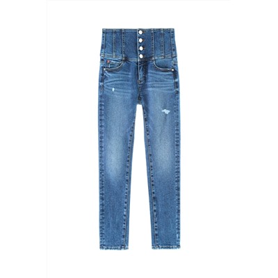 Vaquero slim fit de tiro alto Azul marino