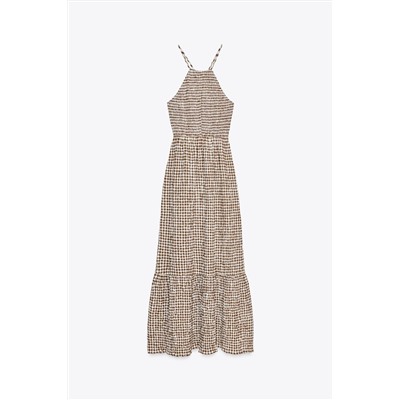 GINGHAM CHECK MIDI DRESS