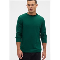 Waffle-Knit Crewneck T-Shirt