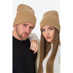 Вязаная шапка в рубчик с отворотом Happyfox